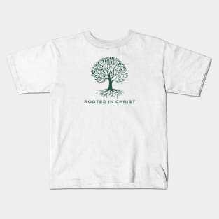 Rooted In Christ (Green Tree) Kids T-Shirt